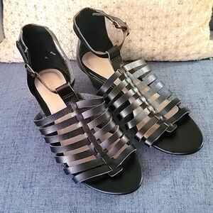 Old Navy Women's Wedge Sandals Ankle Strap Black Size 6